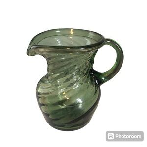 Green Blown Glass Vintage Creamer Pitcher